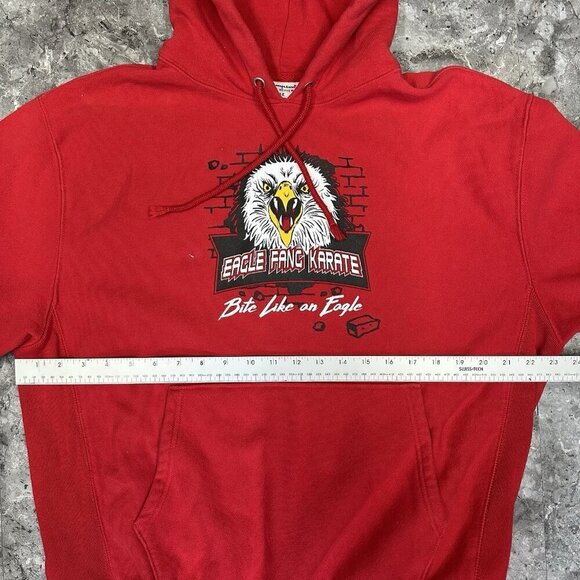 Champion Reverse Weave Hoodie Sweatshirt Large Red Eagle Fang Cobra Kai Karate - Picture 7 of 8